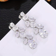 Zircon Dangle Earrings Vines Copper Elegant Style Gift Women