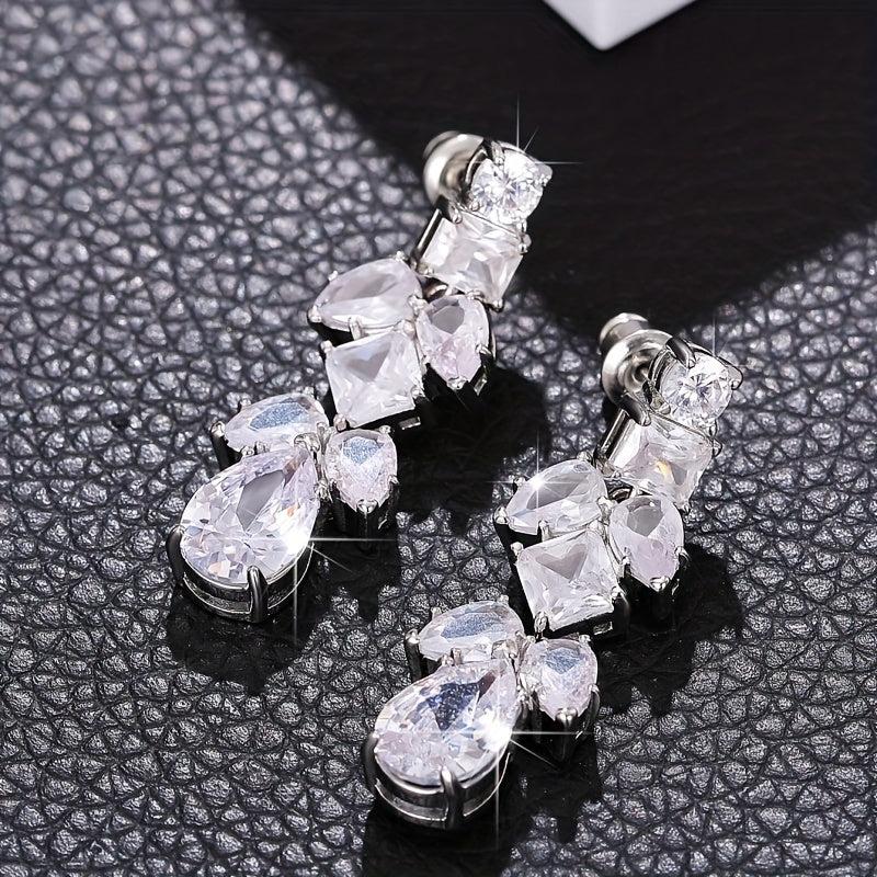 Zircon Dangle Earrings Vines Copper Elegant Style Gift Women