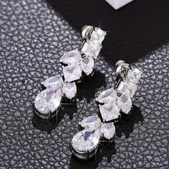Zircon Dangle Earrings Vines Copper Elegant Style Gift Women