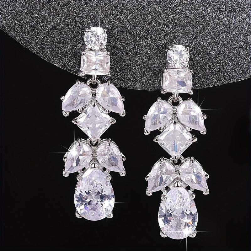 Zircon Dangle Earrings Vines Copper Elegant Style Gift Women