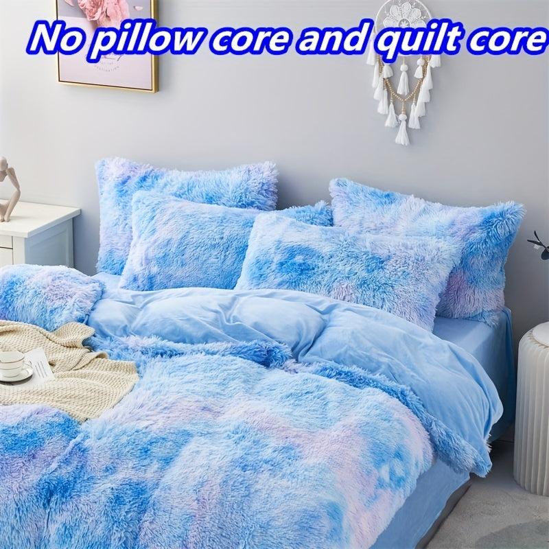 3pcs Plush Polyester Duvet Cover Set Soft Comfortable Warm Bedding