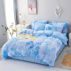 3pcs Plush Polyester Duvet Cover Set Soft Comfortable Warm Bedding