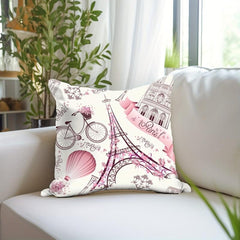 Paris Flowers Graffiti Watercolor Pillowcase