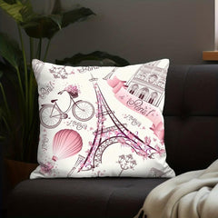 Paris Flowers Graffiti Watercolor Pillowcase