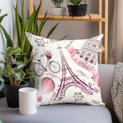 Paris Flowers Graffiti Watercolor Pillowcase