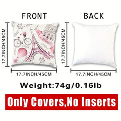 Paris Flowers Graffiti Watercolor Pillowcase