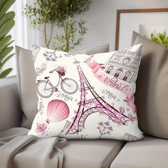 Paris Flowers Graffiti Watercolor Pillowcase
