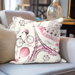 Paris Flowers Graffiti Watercolor Pillowcase