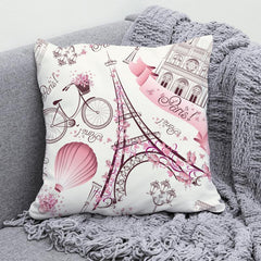 Paris Flowers Graffiti Watercolor Pillowcase