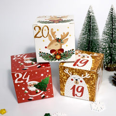 24pcs DIY Advent Calendar Treat Boxes Xmas Party Favor Supplies