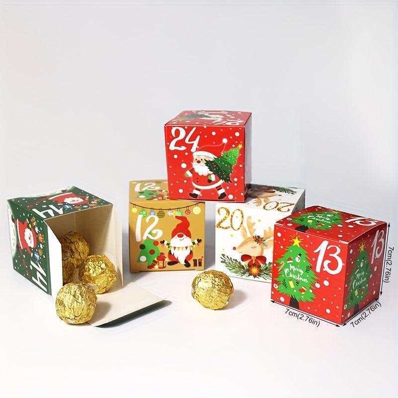 24pcs DIY Advent Calendar Treat Boxes Xmas Party Favor Supplies