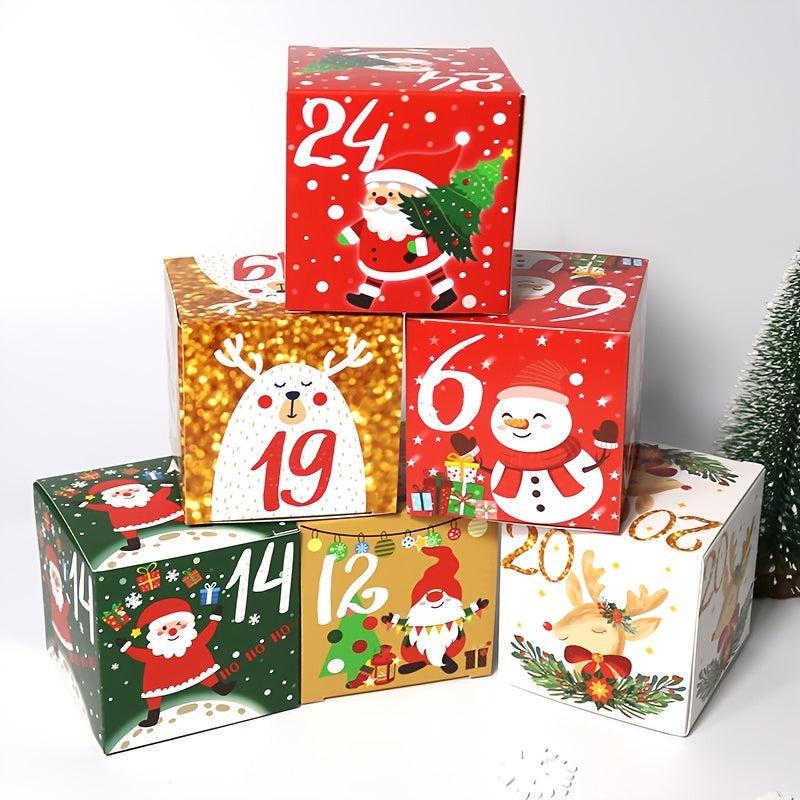 24pcs DIY Advent Calendar Treat Boxes Xmas Party Favor Supplies