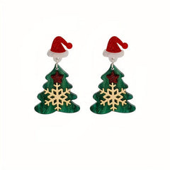 Christmas Tree Snowflake Dangle Earrings Acrylic Cartoon Style Jewelry