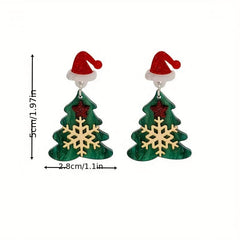 Christmas Tree Snowflake Dangle Earrings Acrylic Cartoon Style Jewelry