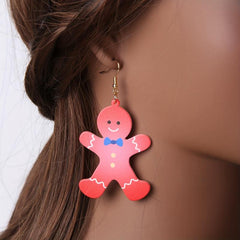 Gingerbread Christmas Dangle Earrings Retro Style Acrylic Jewelry