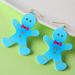 Gingerbread Christmas Dangle Earrings Retro Style Acrylic Jewelry