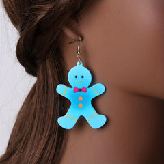 Gingerbread Christmas Dangle Earrings Retro Style Acrylic Jewelry