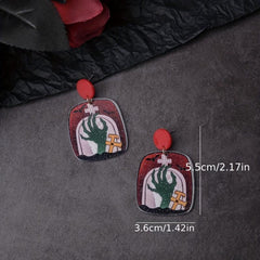 Halloween Monster Hand Dangle Earrings Punk Cartoon Style Classic Halloween Gift