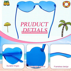 8 Pairs Heart Shaped Rimless Sunglasses for Summer Parties