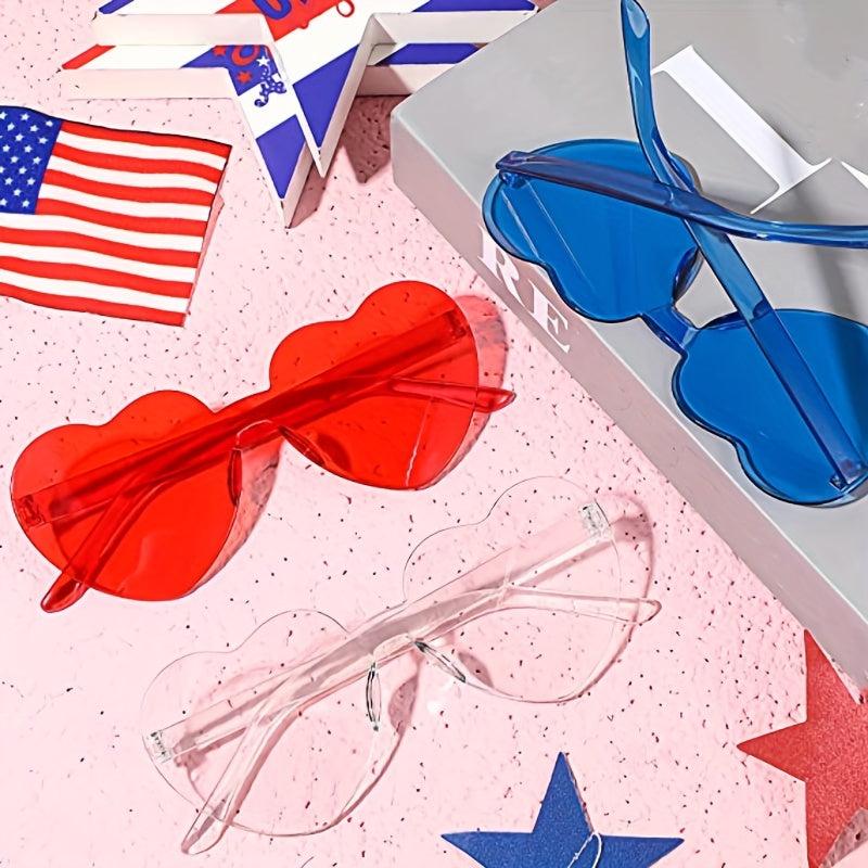 8 Pairs Heart Shaped Rimless Sunglasses for Summer Parties