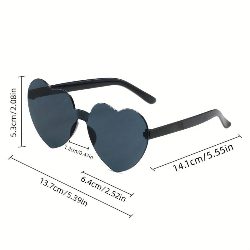 8 Pairs Heart Shaped Rimless Sunglasses for Summer Parties
