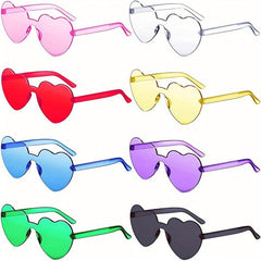 8 Pairs Heart Shaped Rimless Sunglasses for Summer Parties