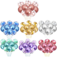 10pcs Macaroon Latex Confetti Metallic Balloons Anniversary Wedding Birthday