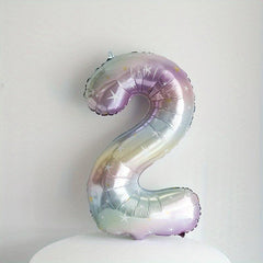Rainbow Gradient 40 Inch Number Balloon with Tassel Rain Curtain