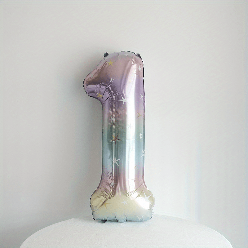 Rainbow Gradient 40 Inch Number Balloon with Tassel Rain Curtain