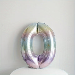 Rainbow Gradient 40 Inch Number Balloon with Tassel Rain Curtain