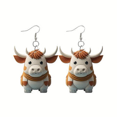 Acrylic Double Sided Christmas Cow Women's Earrings