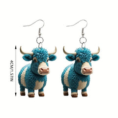 Acrylic Double Sided Christmas Cow Women's Earrings