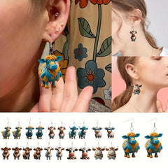 Acrylic Double Sided Christmas Cow Women's Earrings