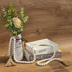 Wood Bead Garland with Tassels - Farmhouse Rustic Decor