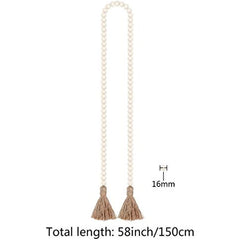 Wood Bead Garland with Tassels - Farmhouse Rustic Decor