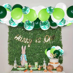 40pcs Green Jungle Party Balloons + 33ft Ribbon