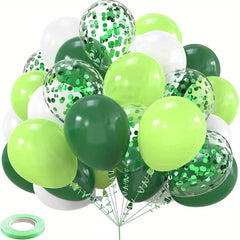 40pcs Green Jungle Party Balloons + 33ft Ribbon