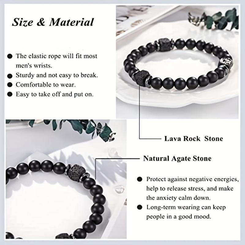 1pc Men Bracelet To My Husband Or To My Man Beaded Bracelet - Elastic Bracelet