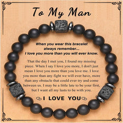 1pc Men Bracelet To My Husband Or To My Man Beaded Bracelet - Elastic Bracelet