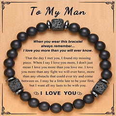 1pc Men Bracelet To My Husband Or To My Man Beaded Bracelet - Elastic Bracelet