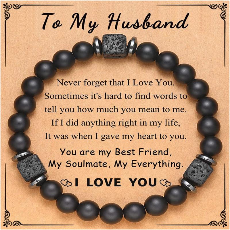 1pc Men Bracelet To My Husband Or To My Man Beaded Bracelet - Elastic Bracelet