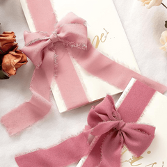 3 Rolls Tassel Chiffon Silk Ribbon Pink Cream Bean Sand Red Red Satin Ribbon