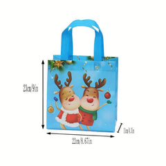 4pcs Waterproof Christmas Reusable Tote Gift Bag Non Woven Large
