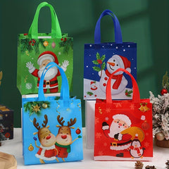 4pcs Waterproof Christmas Reusable Tote Gift Bag Non Woven Large