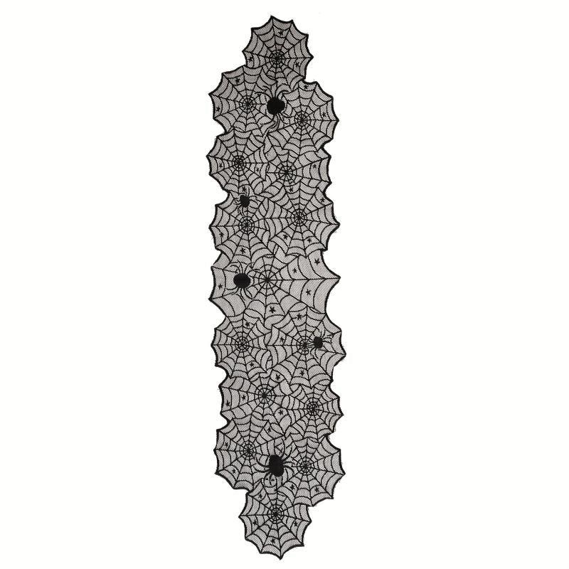 Halloween Spider Web Lace Table Runner 44 96cmx180 Fireplace Towel