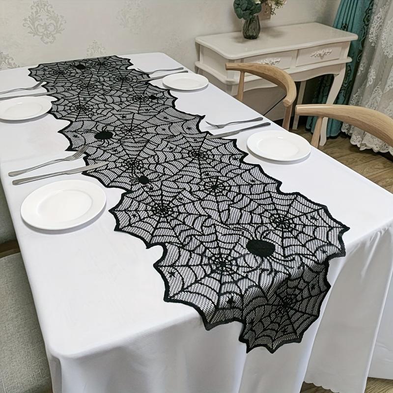 Halloween Spider Web Lace Table Runner 44 96cmx180 Fireplace Towel