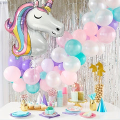 6pcs Rainbow Unicorn Balloon Set + Number Foil Balloons