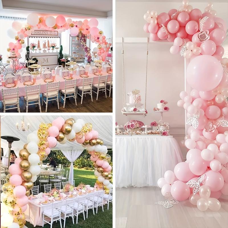 30pcs Pink & Golden Latex Balloons Metallic Confetti Balloons Girl's Party Suppl