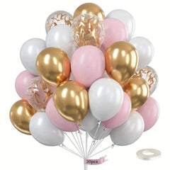 30pcs Pink & Golden Latex Balloons Metallic Confetti Balloons Girl's Party Suppl