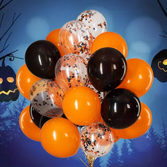 Halloween Balloons Set - 24pcs Orange and Confetti Balloons for Party